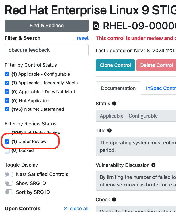 Filter by Review Status